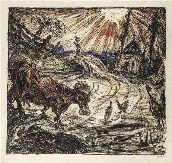 AUF DEM LANDE (IN THE COUNTRYSIDE) by Alfred Kubin, Executed in 1921