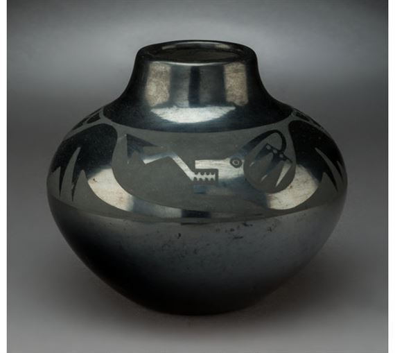 A San Ildefonso Blackware Jar by Maria Montoya Martinez, Popovi Da, circa 1968