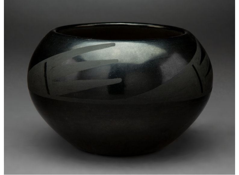 Artwork by Maria Montoya Martinez, Julian Martinez, A San Ildefonso Blackware Jar, Made of clay, paint