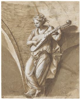 A woman playing a cittern Picture