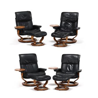 4 Works: Stressless Lounge Chairs with Ottomans - J. E Ekornes