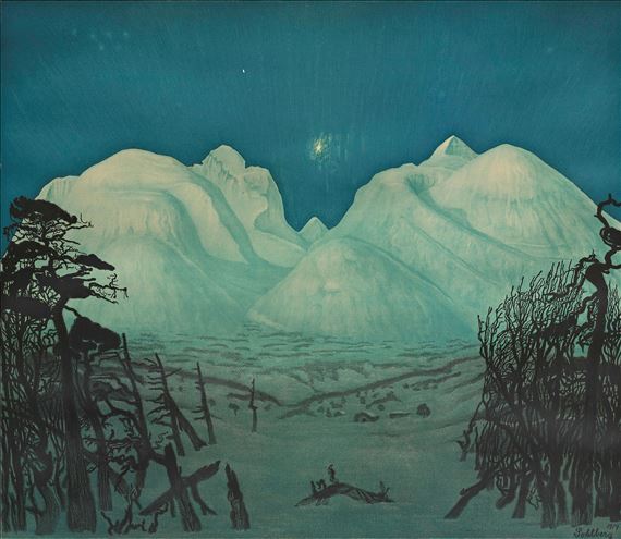 Harald Sohlberg | Winter night at Rondane (1917) | MutualArt