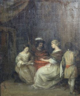 Gezelschap aan een tafel - Joost van Geel