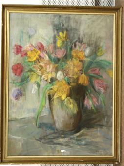 Tulpen en narcissen in een vaas - Anna Carolina van den Berg