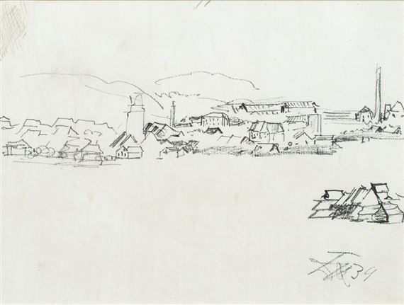 Stadt mit Zwei Fabriken by Otto Dix, 1939