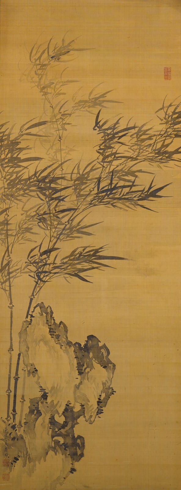 Artwork by Hara Zaisho, Bamboo and Rock, Made of Hanging scroll, ink on silk