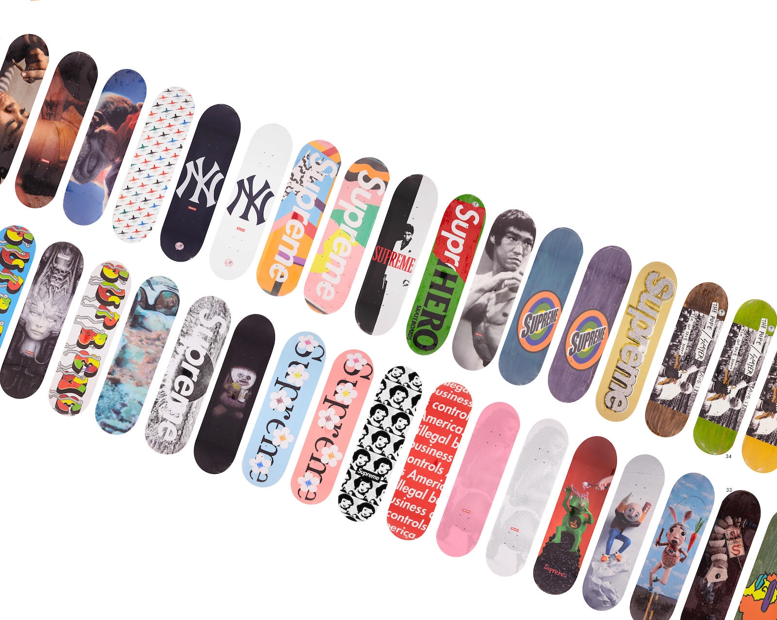 Supreme A Complete Group Of 131 Full Sized Supreme Skateboard Decks Mutualart
