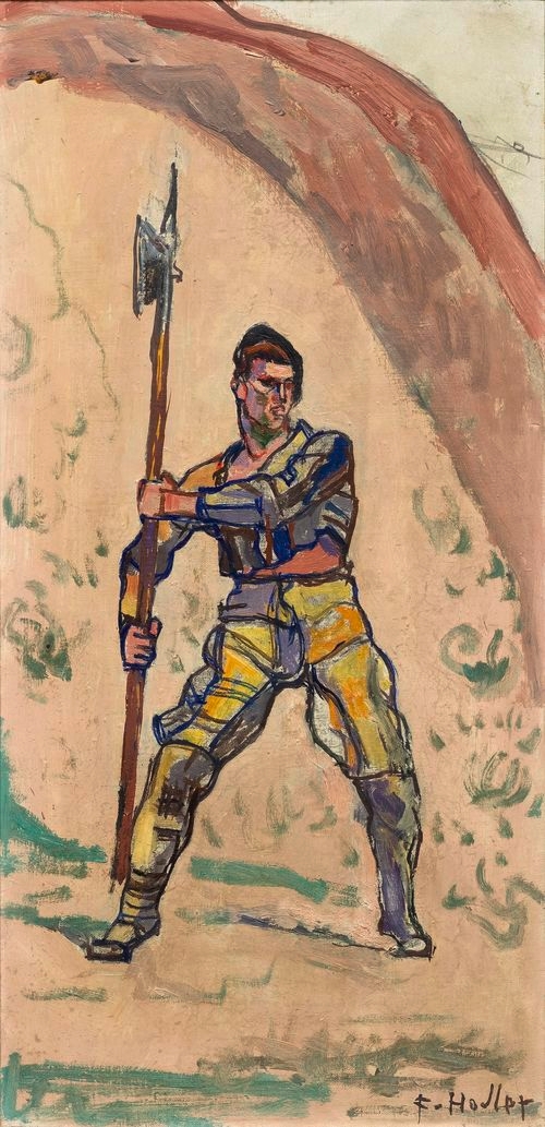 Artwork by Ferdinand Hodler, Warrior with halberd, Made of Oil on canvas