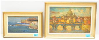 2 Works: Roma. Il Ponte della Vittoria e il Cupolone (?) - Vico Viganò