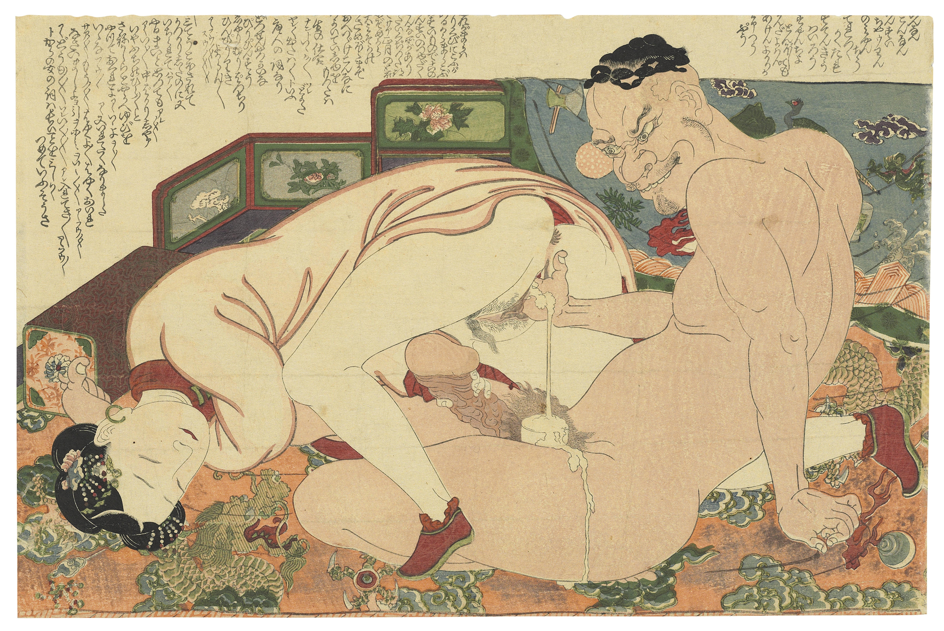 Artwork by Yanagawa Shigenobu, The complete set of twelve shunga prints fro...