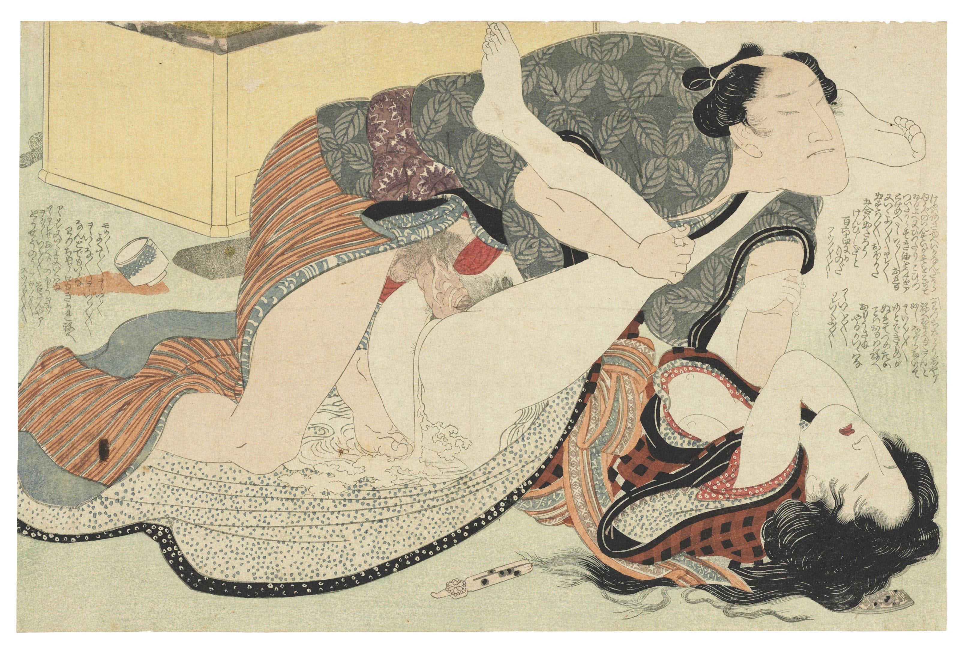 Artwork by Yanagawa Shigenobu, The complete set of twelve shunga prints fro...