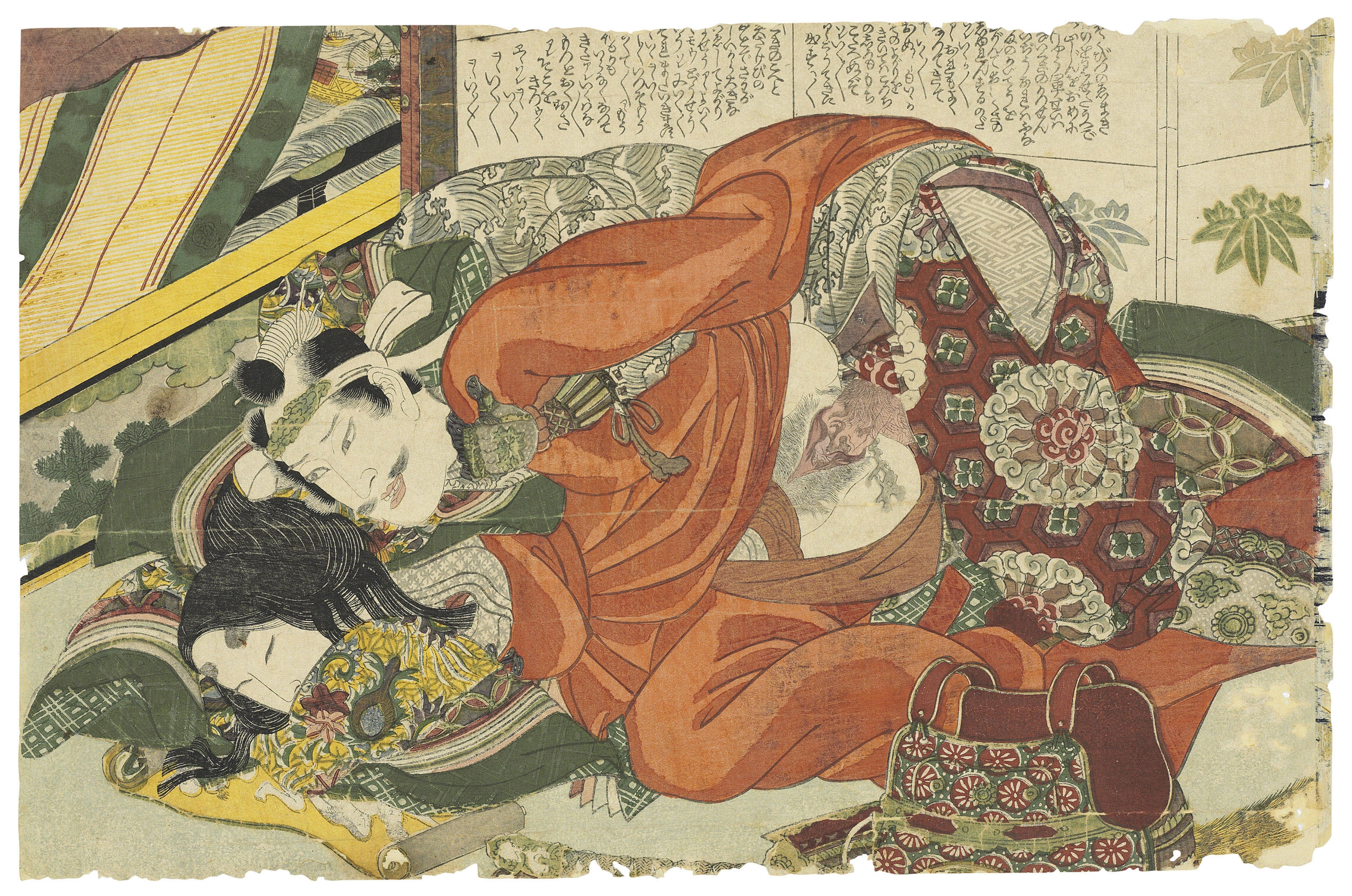 The complete set of twelve shunga prints from the series Willow Storm (Yana...