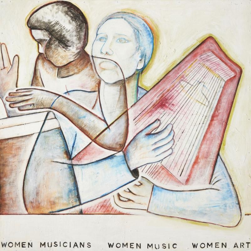 Artwork by Monica Sjoo, Women Musicians, Women Music, Women Art, Made of oil on board