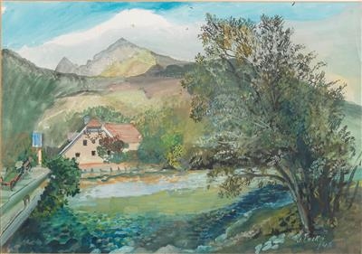A house by a river, by Oskar Laske, 1948