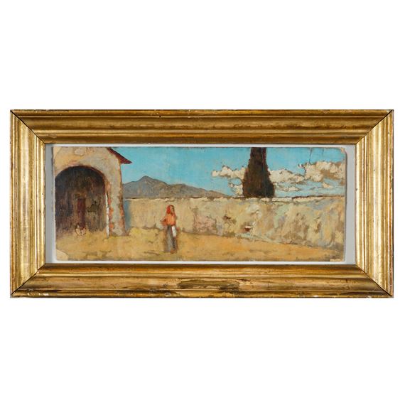 "Landscape with farmer" by Raffaello Sernesi