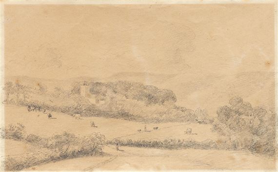 Osmington, Dorset, with the figure of George III at Sutton Poyntz by John Constable