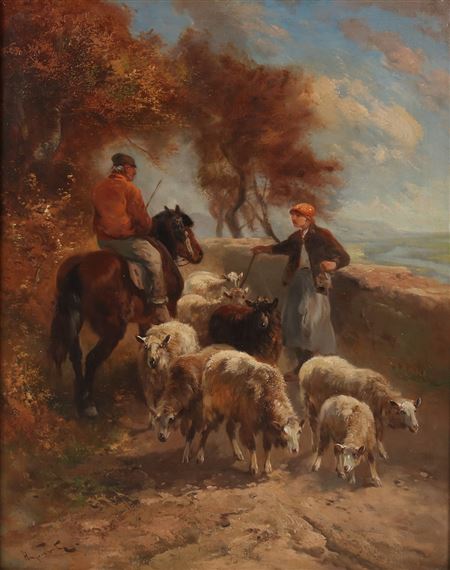 Bergpad met herders en schapen by Henry Schouten