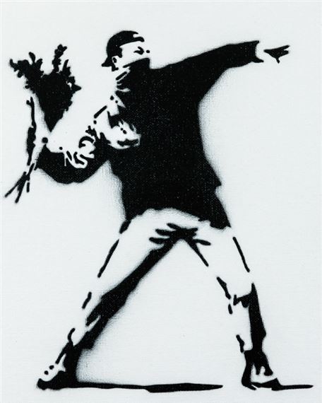BANKSY FLOWER BOMBER BLACK Ver FLOWER BOMBER BLACK GESSO Ver. BANKSY