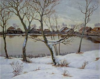 Bord de Rivière en Russie sous la Neige - Serge Sedral