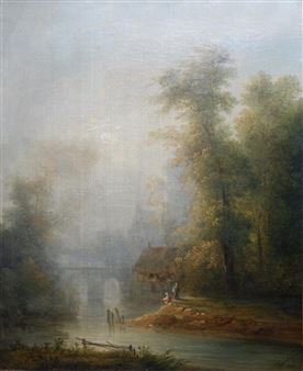 Paysage fluvial - Louis Nicholas Chainbaux