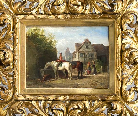 Reiter an der Tränke by Louis Braun, 1872