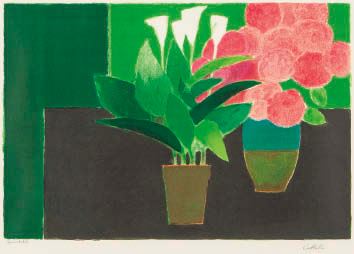 Hortensias et arums by Bernard Cathelin, 1989
