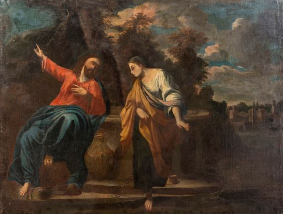 Bolognese School, 17th Century | Cristo e la Samaritana al pozzo