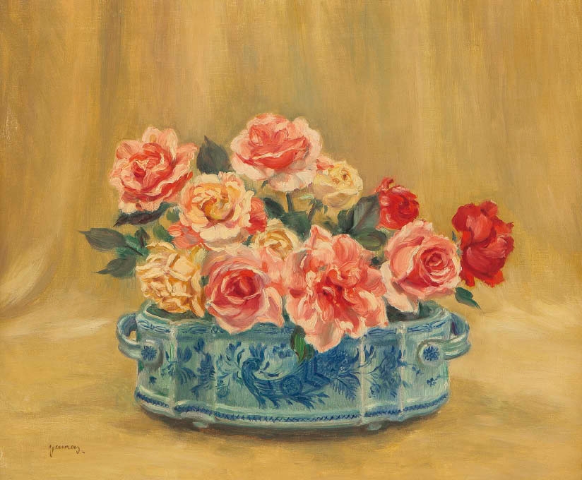 Artwork by Shintaro Yamashita, Roses in water feature, Made of Oil on canvas