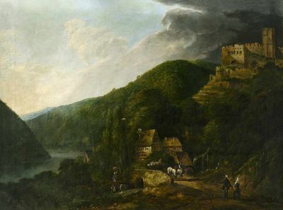 Flusslandschaft mit Figurenstaffage by German School, 18th Century