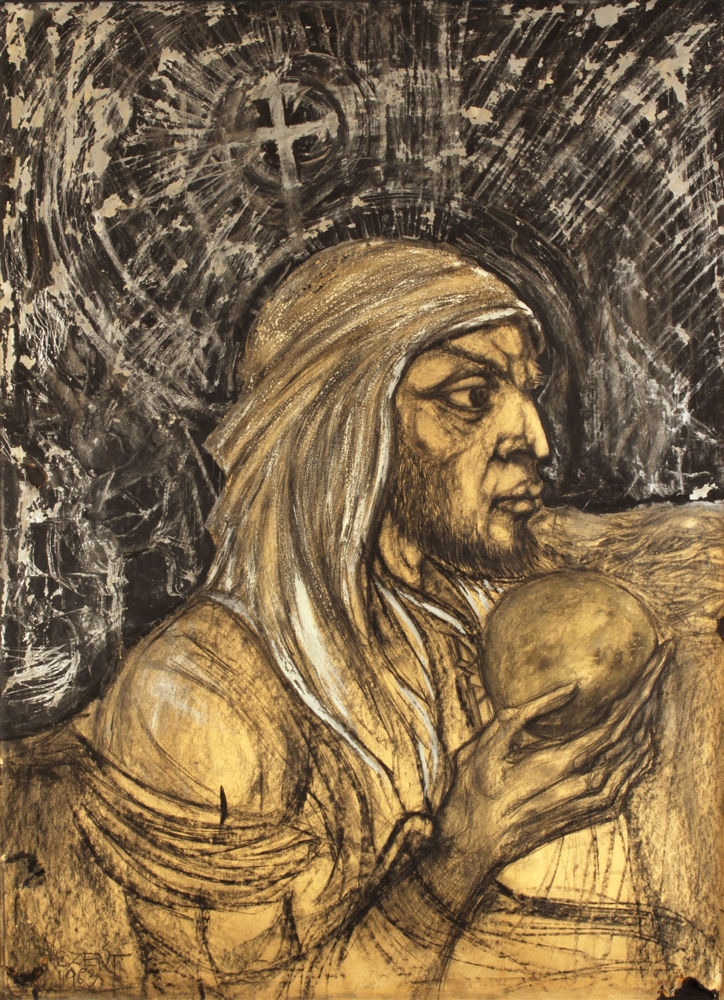 Artwork by István Szentandrássy, Wizard, Made of mixed technique, paper