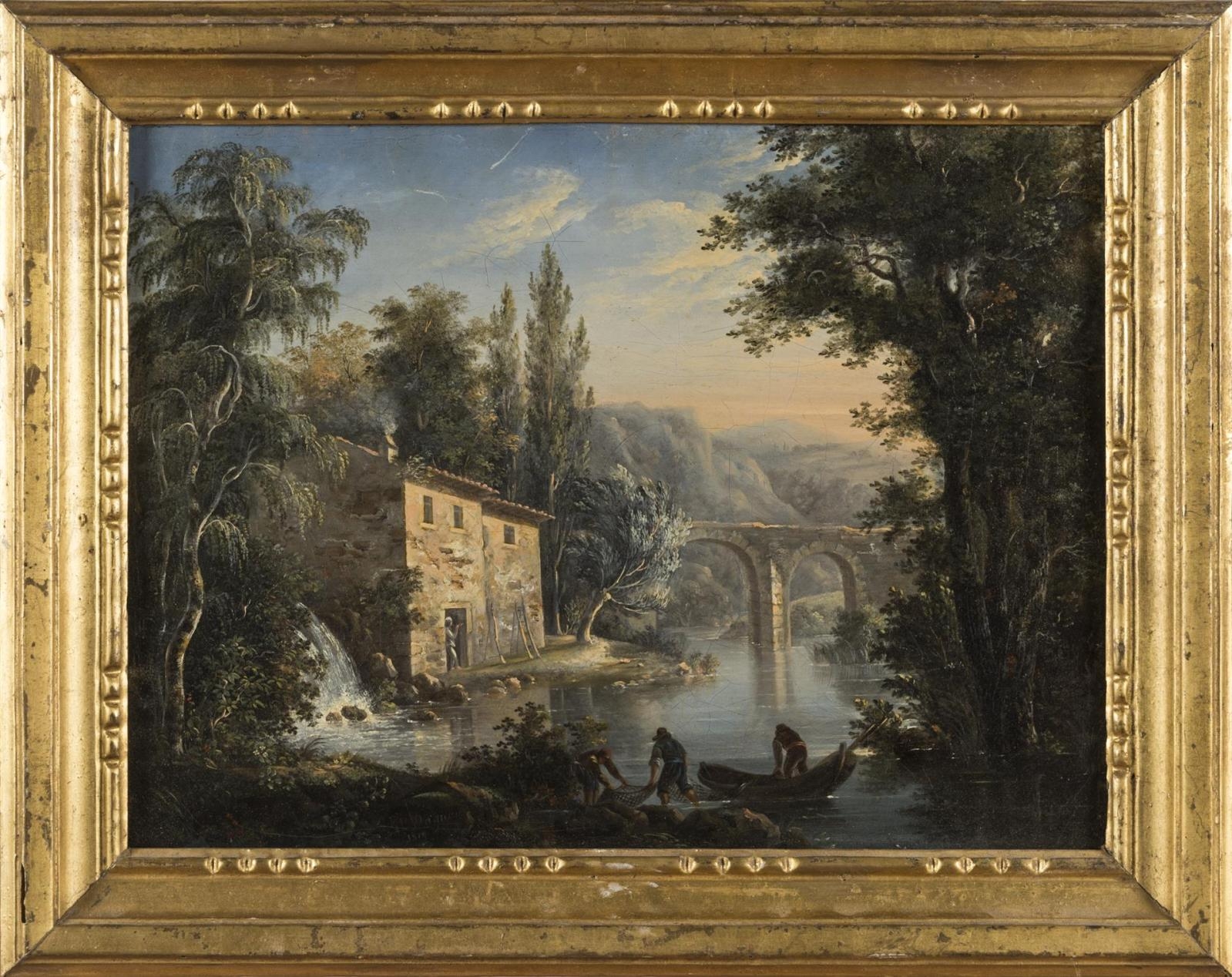 Isidore Dagnan | Paysage avec pont et maison en bord de rivière (1819 ...