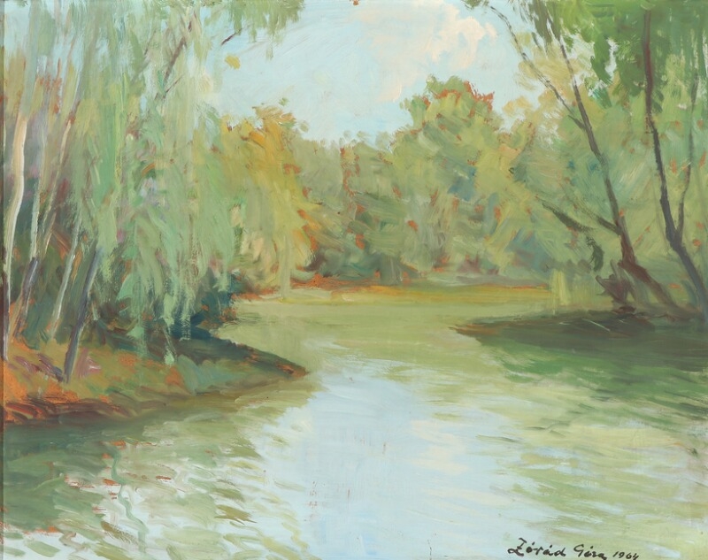 Artwork by Géza Zorad, Forest scenery, Made of Oil on masonite