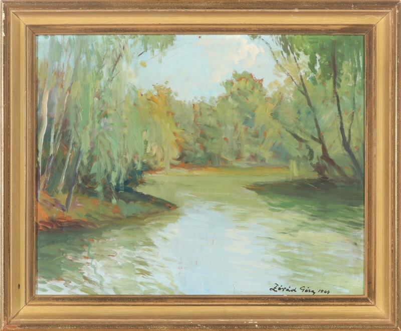 Artwork by Géza Zorad, Forest scenery, Made of Oil on masonite