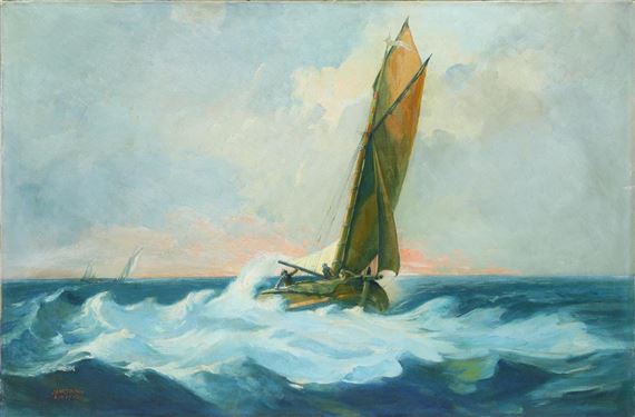 Sailing in Rough Seas by James Meyer Korn, 1932