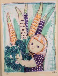 1992年 Maedchen wie Stilleben Perfect Otto Dix | Mädchen mit Lupinen (1960) | MutualArt