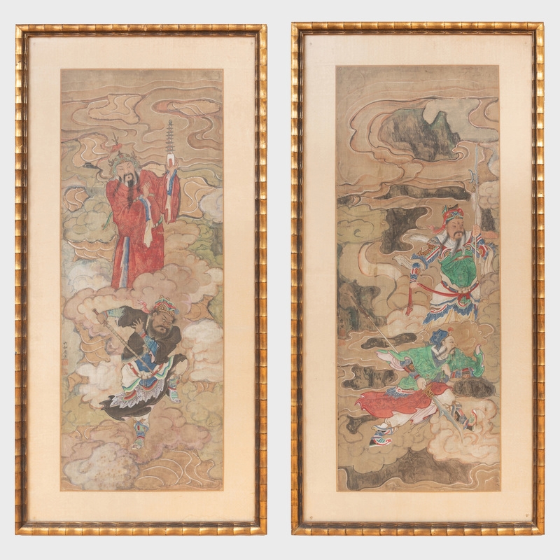 Artwork by Chinese School, 2 works: Deities Amongst Clouds, Made of ink and colors on silk
