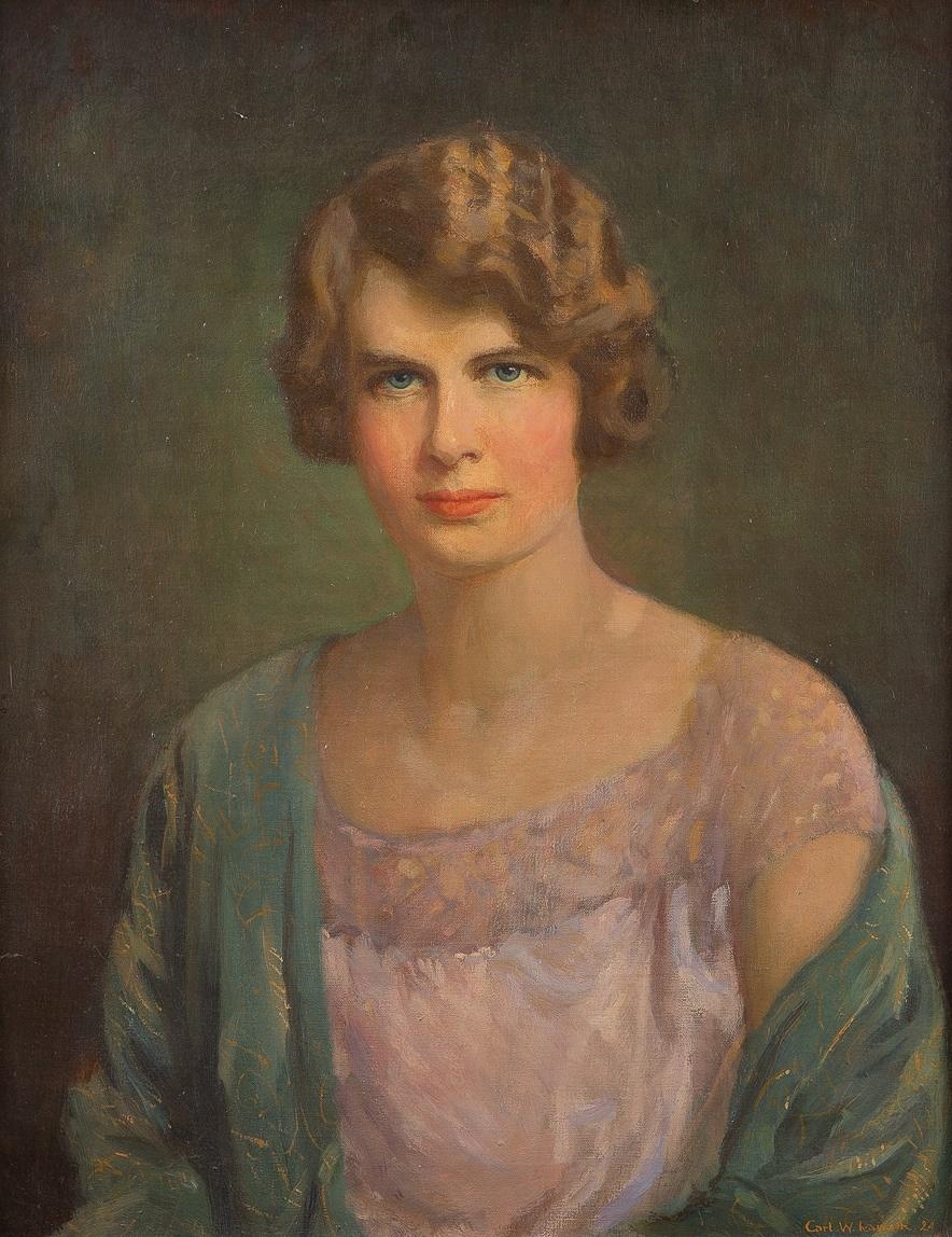 Artwork by Carl Wendell Rawson, Portrait of a young woman, Made of Oil on canvas