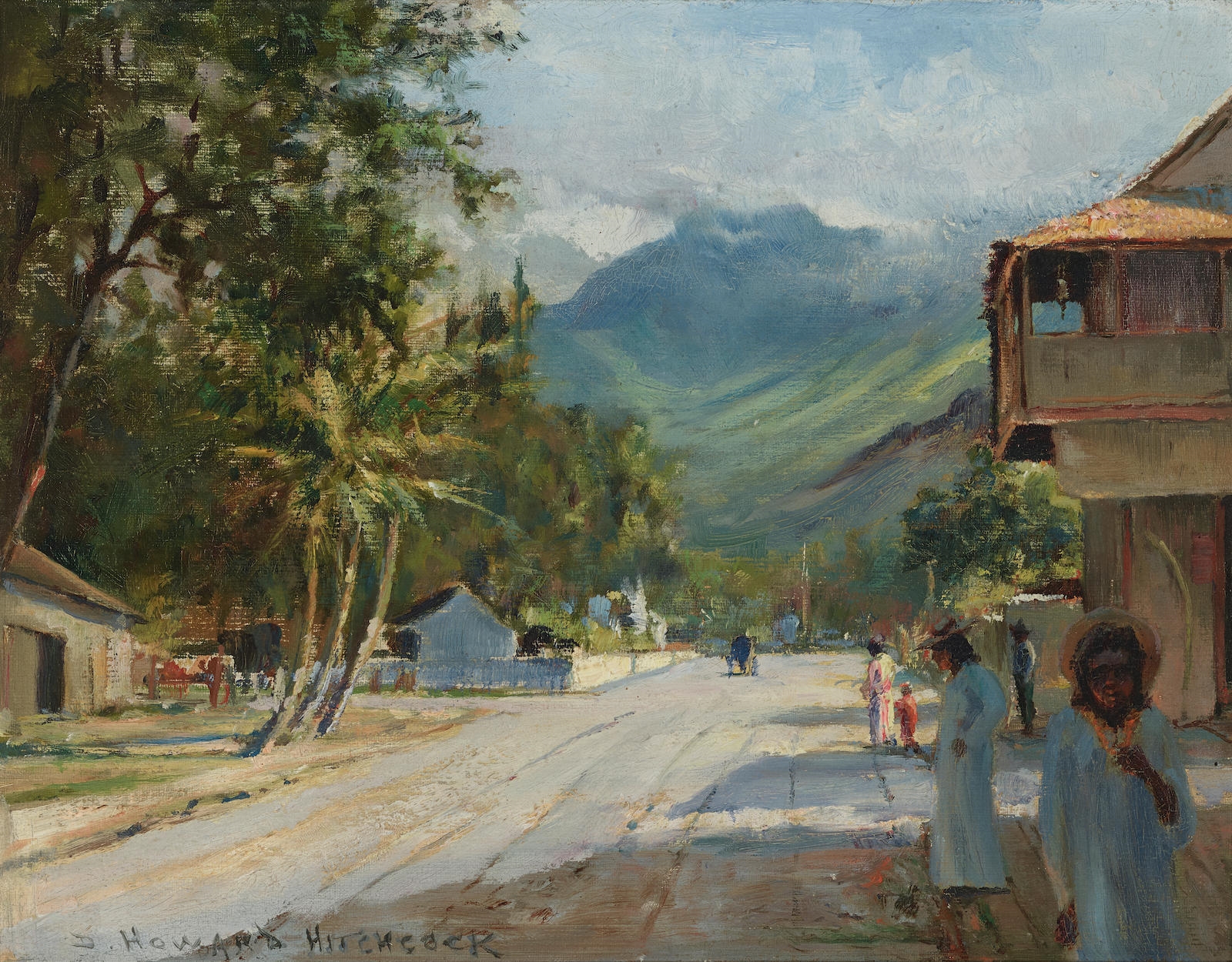 David Howard Hitchcock A village scene MutualArt