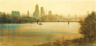View of Pittsburgh Skyline Through 16th Bridge - Bill Stilson