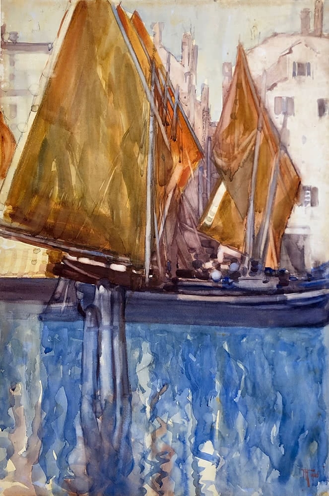 Artwork by Frances Hodgkins, Sails also Known as The Fishing Fleet, Chioggia, Made of Watercolour