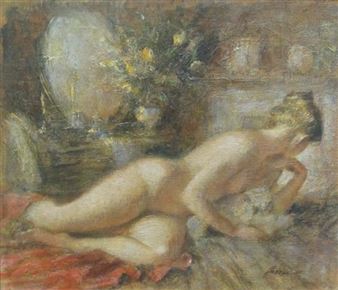 Dressing Table and Flowers - Frank Haseler