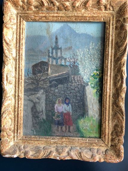 Deux femmes devant un cerisier en fleurs by Francis Smith