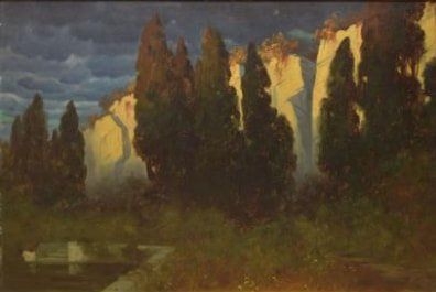 Artwork by Eduard Rüdisühli, Ifs devant les falaises, Made of oil on panel