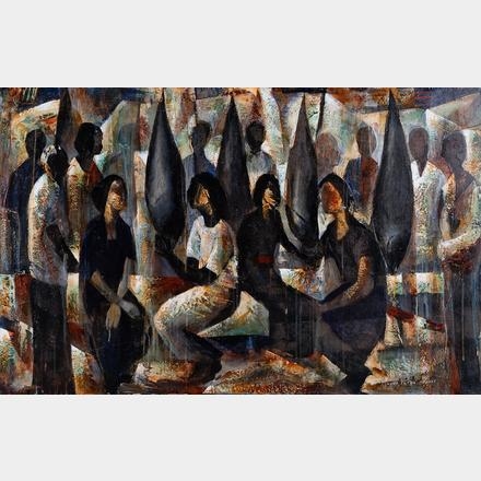 Artwork by Gusti Agung Mangu Putra, Pasar Ikan II, Made of acrylic on canvas