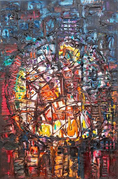 A colourful stained glass window by Sri Hadhy, 1975