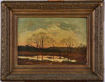 2 Works: Les cerfs s’abreuvant près de l’étang; La hutte dans la forêt sous la neige - G. De Saint-Maurice