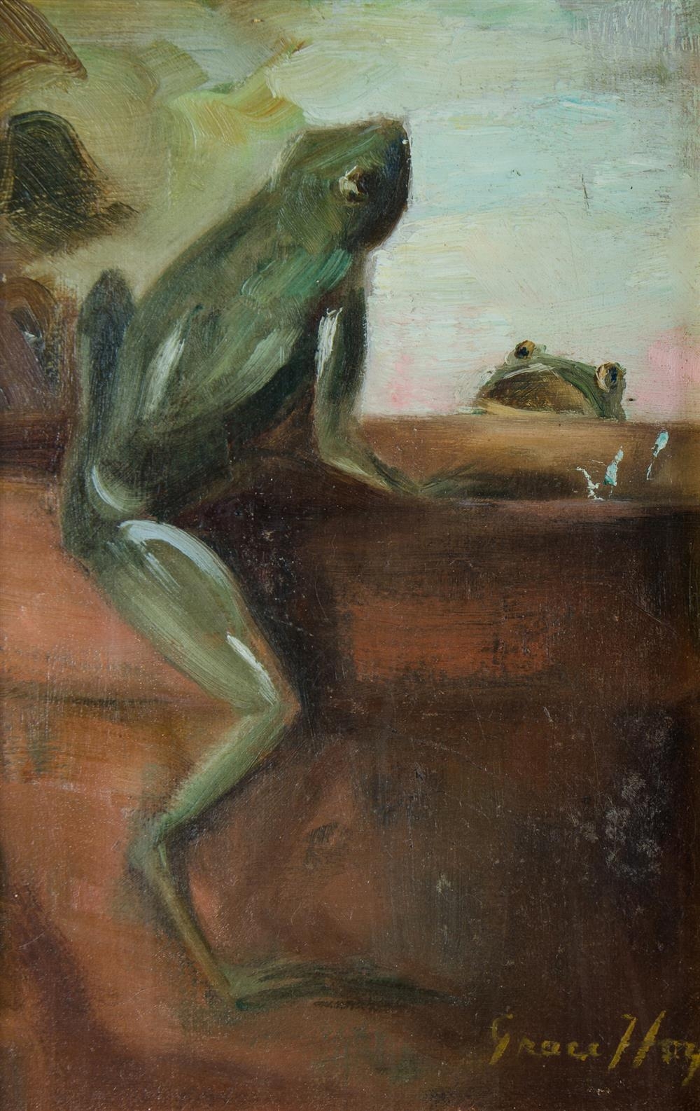 Artwork by Hoy Grace, Frogs Rendezvous, Made of Oil on Canvas