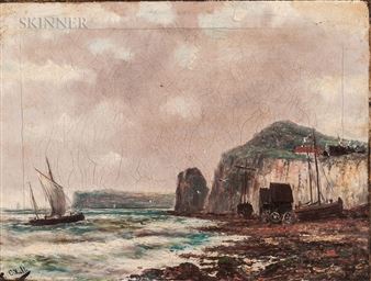 Fishing Vessels by a Beach and Cliff - Claude Hulk