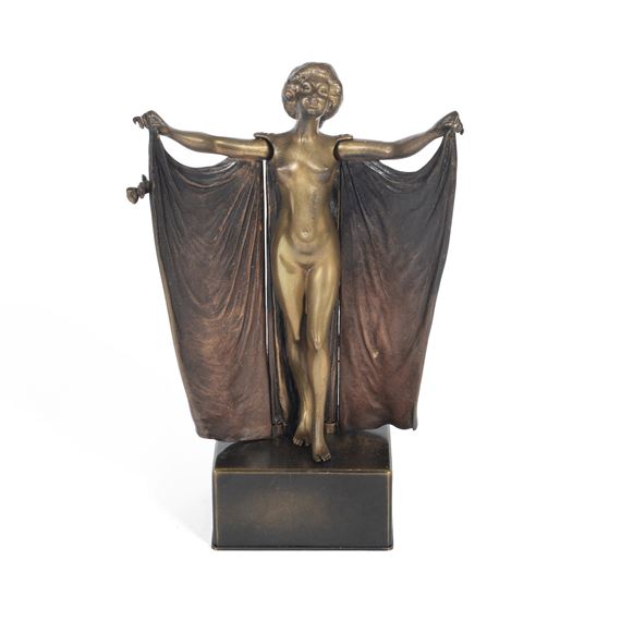 A Mechanical Patinated Bronze Figure of an Erotic Dancer by Carl Kauba, circa 1900
