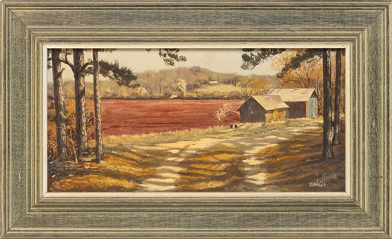 Wooden sheds by a cranberry bog by Ben Neill